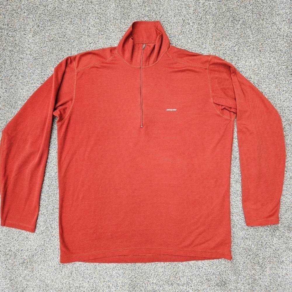 Vtg Patagonia Sweater Burnt Orange Capilene Midweight 1/2 Zip Shirt Womens Large